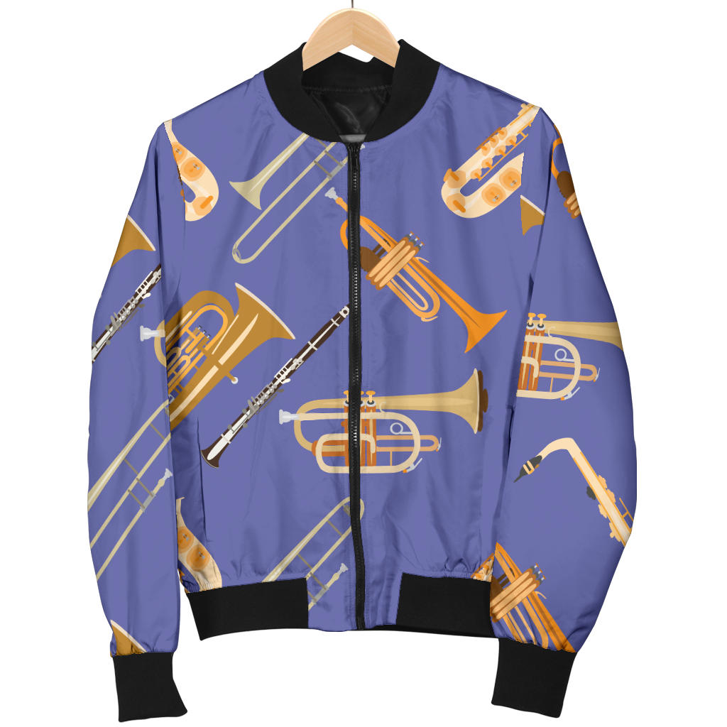 Trombone Pattern Print Design 02 Men Bomber Jacket