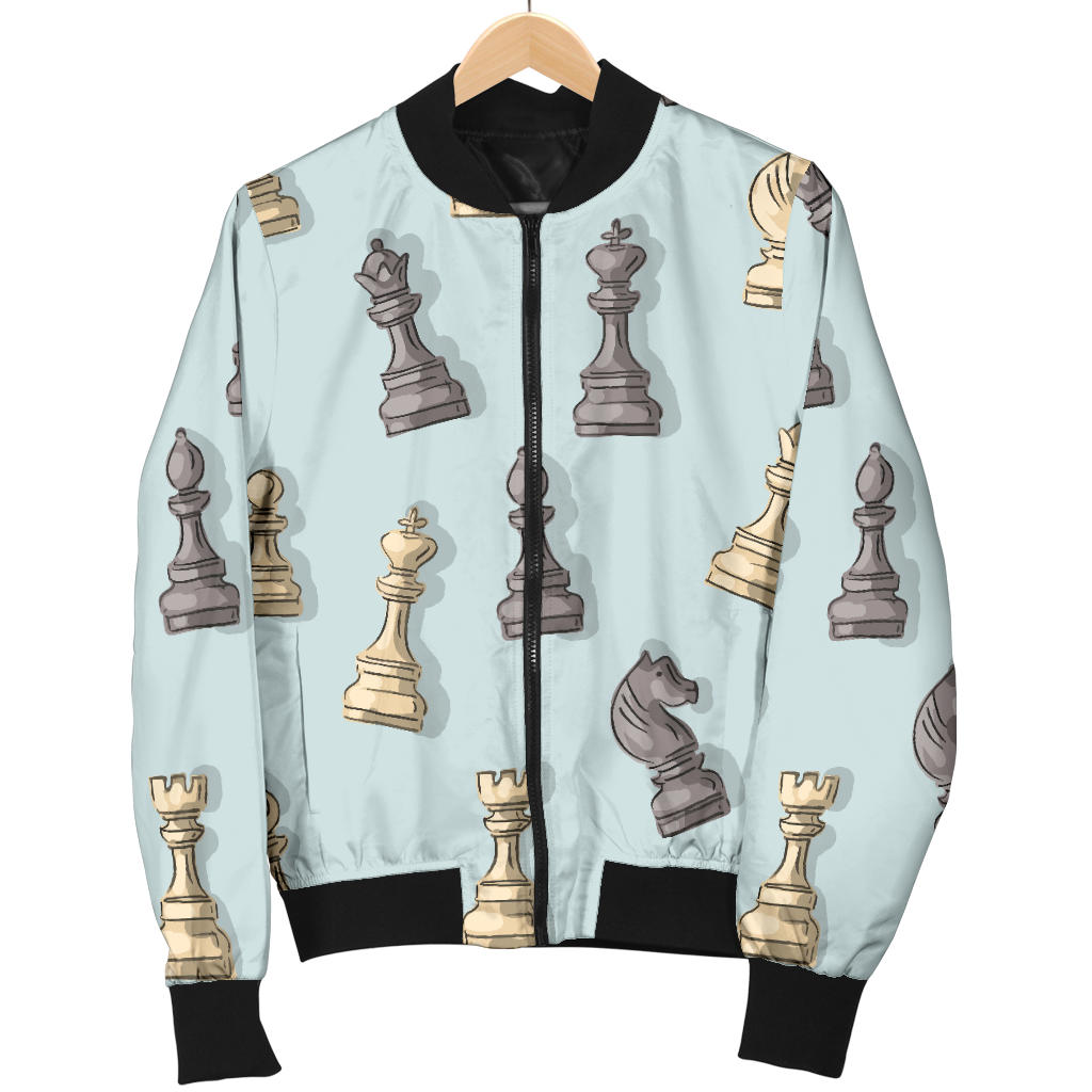 Chess Pattern Print Design 02 Men Bomber Jacket