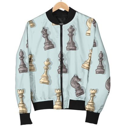 Chess Pattern Print Design 02 Men Bomber Jacket