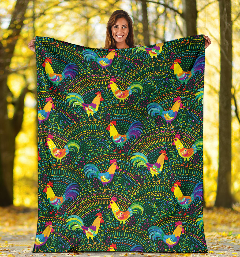 Rooster Pattern Print Design A01 Premium Blanket