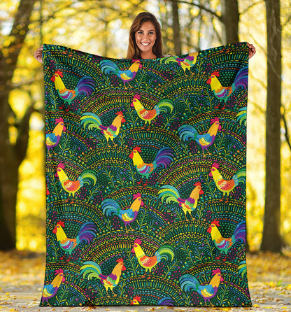 Rooster Pattern Print Design A01 Premium Blanket
