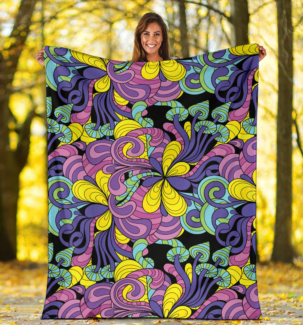 Psychedelic Pattern Print Design A04 Premium Blanket