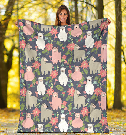 Alpaca Pattern Print Design 03 Premium Blanket