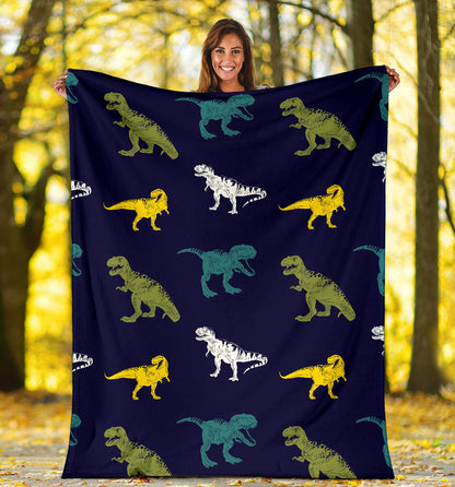 T Rex Pattern Print Design A07 Premium Blanket