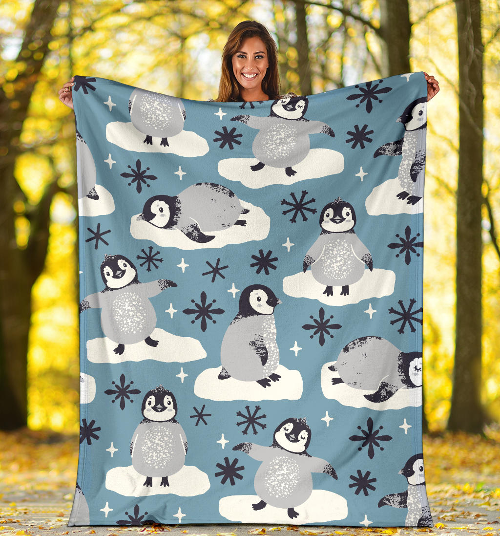 Penguin Pattern Print Design A05 Premium Blanket