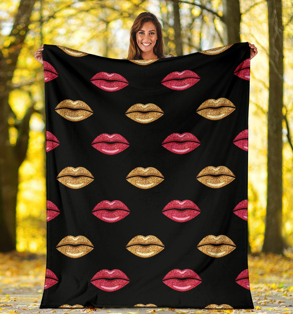 Lip Pattern Print Design 03 Premium Blanket