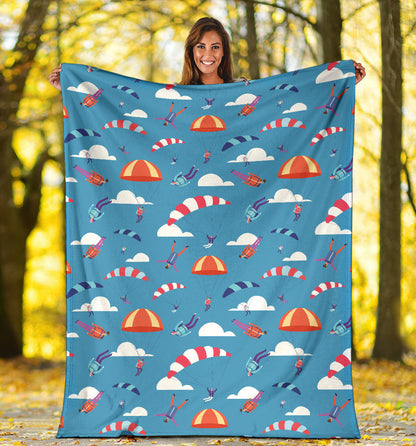 Skydiving Pattern Print Design 03 Premium Blanket