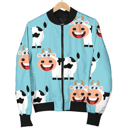 Cattle Cute Pattern Print Design 01 Men Bomber Jacket