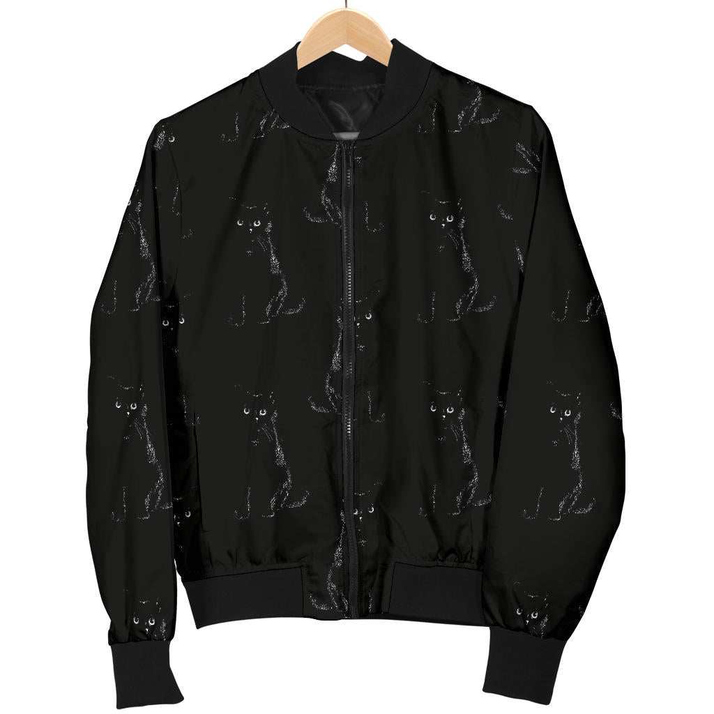 Black Cat Pattern Print Design 03 Men Bomber Jacket
