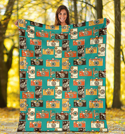 Camera Pattern Print Design 02 Premium Blanket