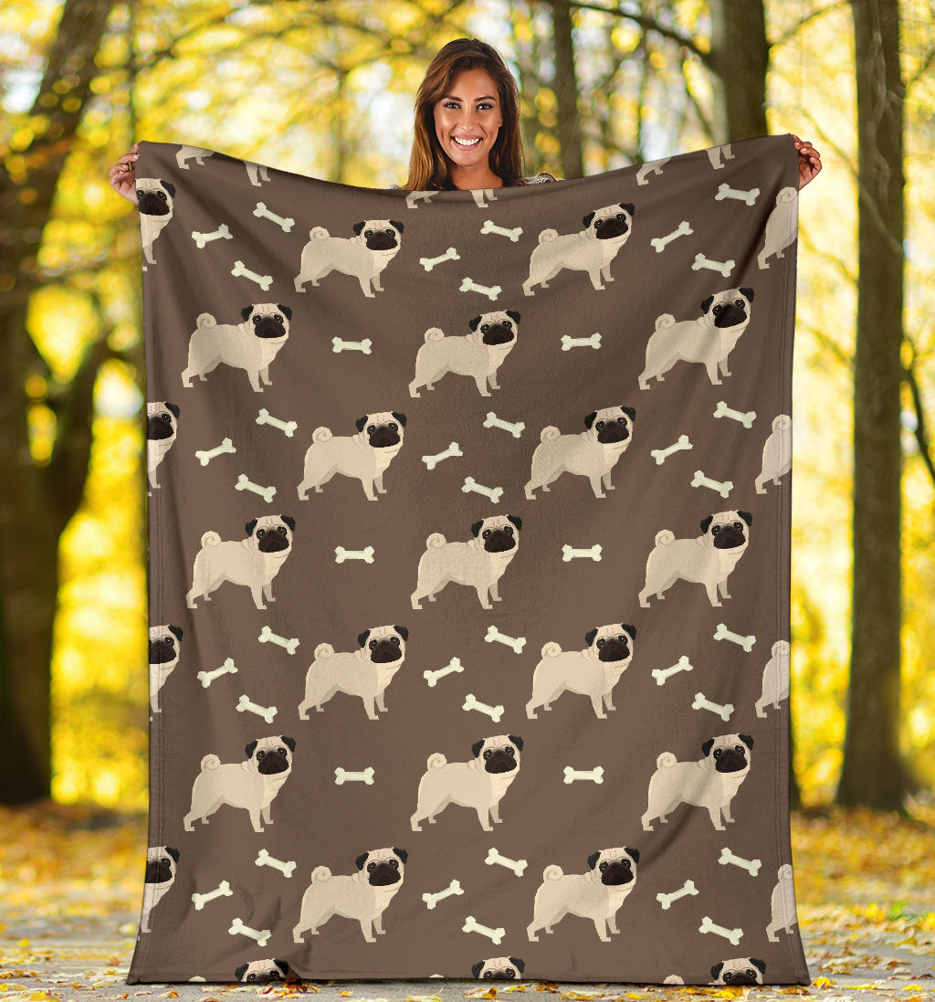 Pug Pattern Print Design A02 Premium Blanket