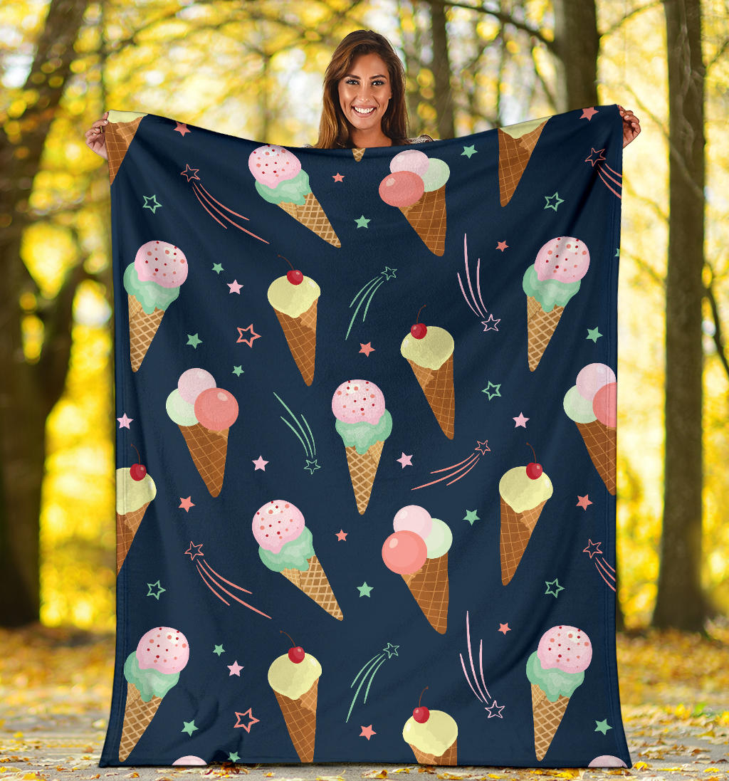 Ice Cream Pattern Print Design 04 Premium Blanket