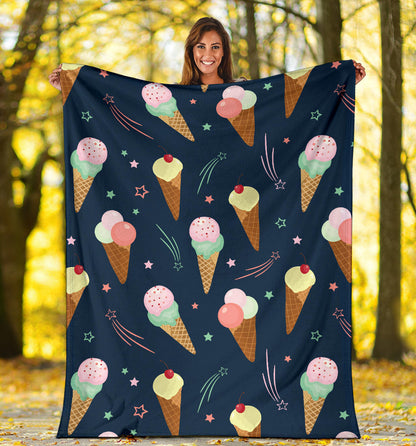 Ice Cream Pattern Print Design 04 Premium Blanket