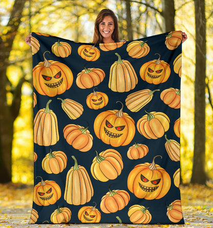 Pumpkin Halloween Pattern Print Design A04 Premium Blanket