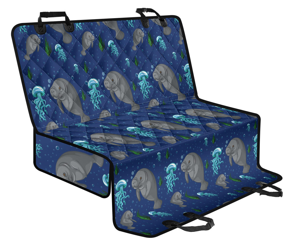 Manatee Pattern Print Design 01 Rear Dog Car Seat Cover Hammock