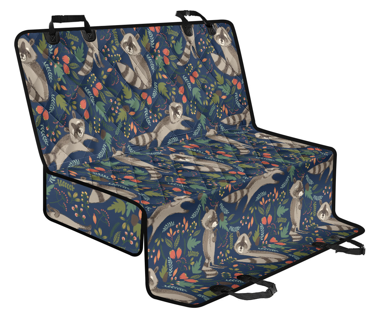 Raccoon Pattern Print Design A02 Rear Dog Car Seat Cover Hammock