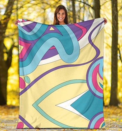 Funky Retro Pattern Print Design A01 Premium Blanket
