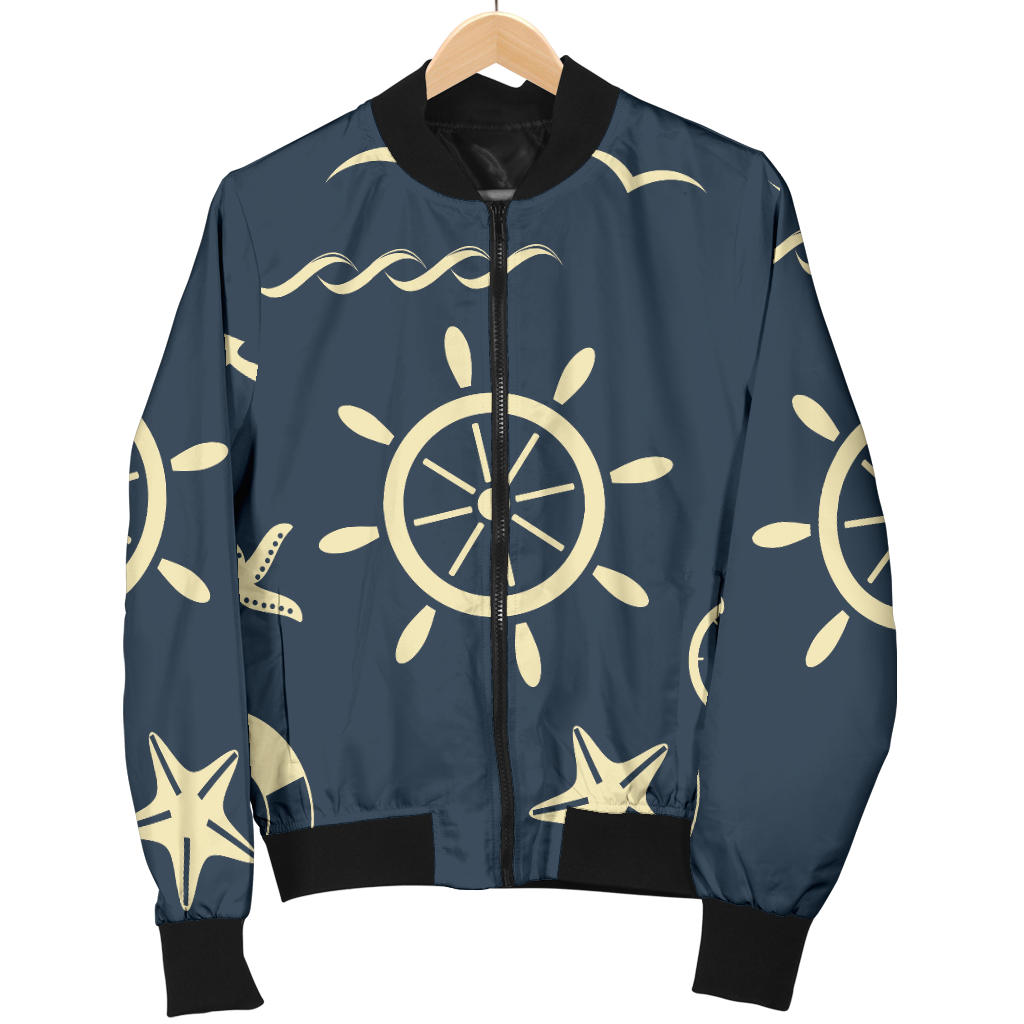 Nautical Pattern Print Design A01 Men Bomber Jacket