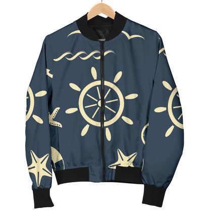 Nautical Pattern Print Design A01 Men Bomber Jacket
