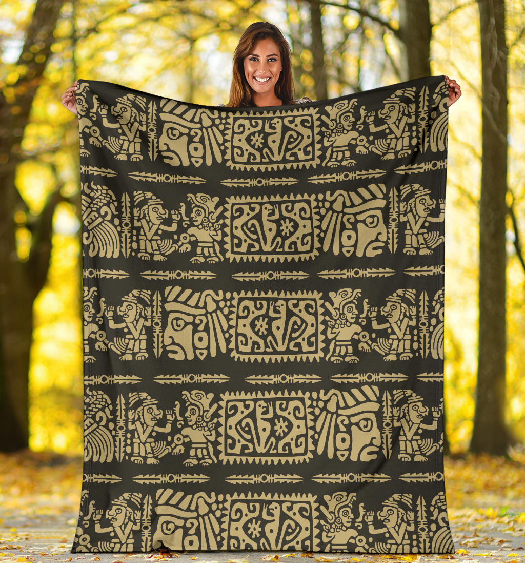 Mayan Pattern Print Design 02 Premium Blanket