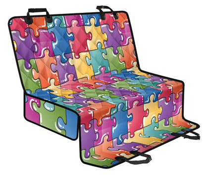 Puzzle Pattern Print Design A05 Rear Dog Car Seat Cover Hammock