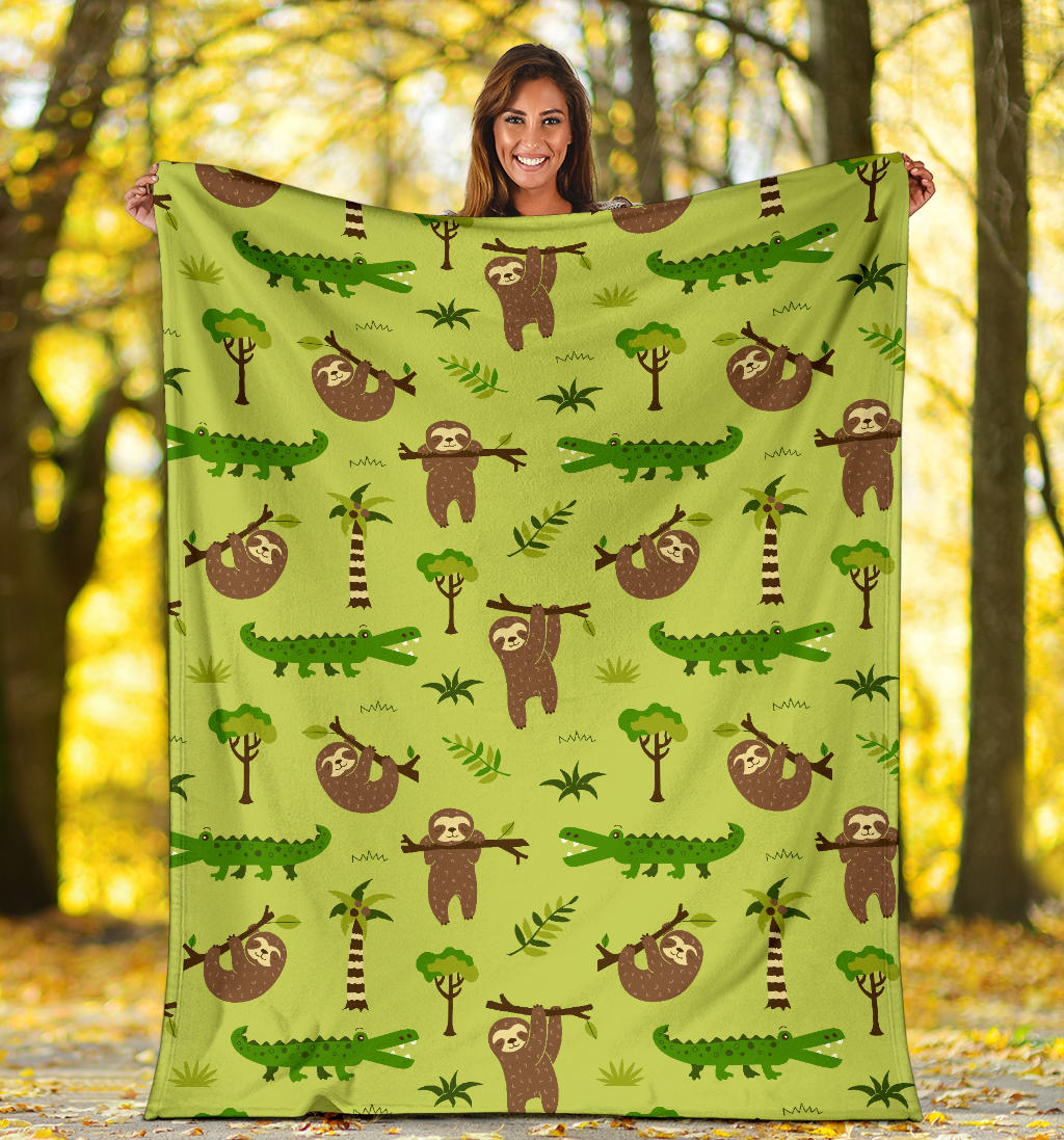 Alligator Pattern Print Design 04 Premium Blanket