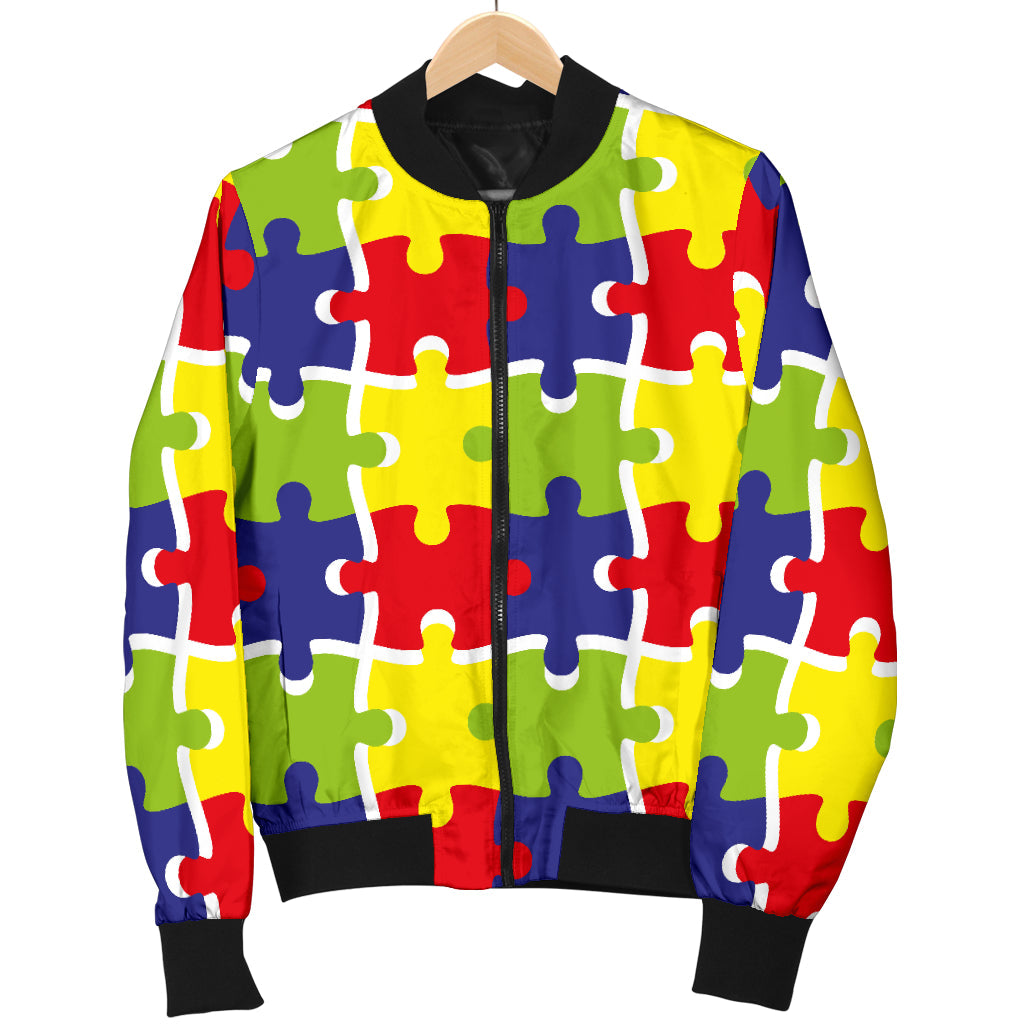 Autism Awareness Pattern Print Design 03 Men Bomber Jacket