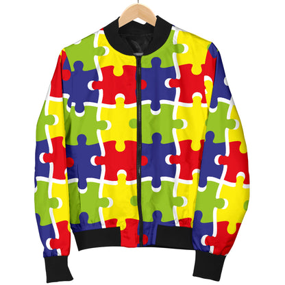 Autism Awareness Pattern Print Design 03 Men Bomber Jacket