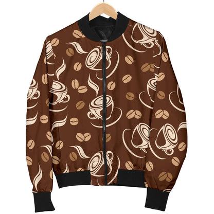 Coffee Pattern Print Design 03 Men Bomber Jacket