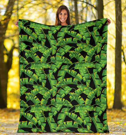 Banana Leaf Pattern Print Design 03 Premium Blanket