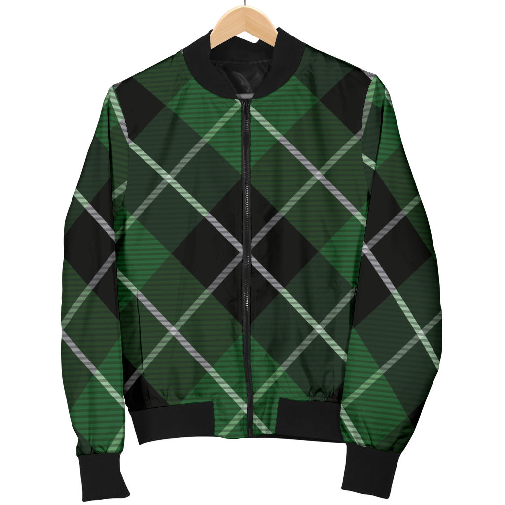 Plaid Green Pattern Print Design A05 Men Bomber Jacket