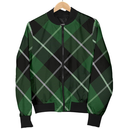 Plaid Green Pattern Print Design A05 Men Bomber Jacket
