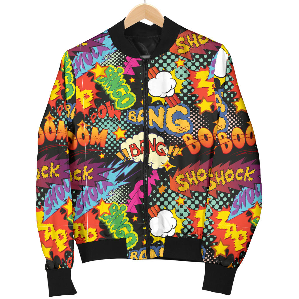Comic Book Pattern Print Design 01 Men Bomber Jacket