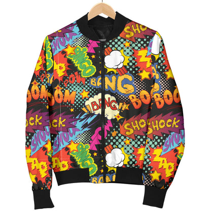 Comic Book Pattern Print Design 01 Men Bomber Jacket