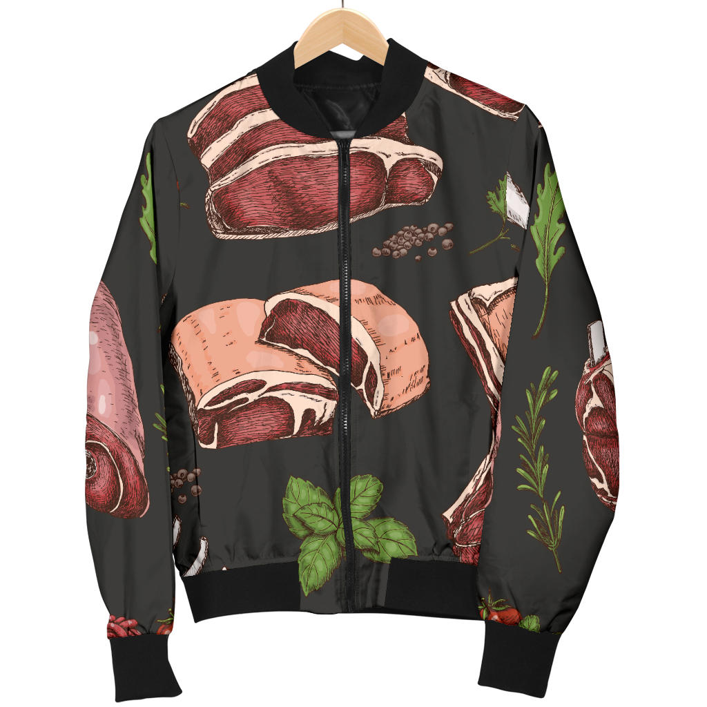 Meat Pattern Print Design 02 Men Bomber Jacket