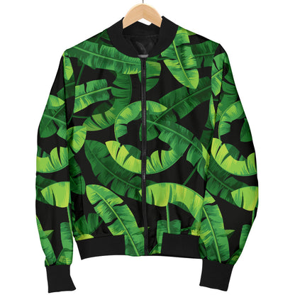 Banana Leaf Pattern Print Design 02 Men Bomber Jacket
