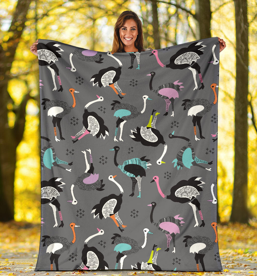 Ostrich Pattern Print Design 01 Premium Blanket