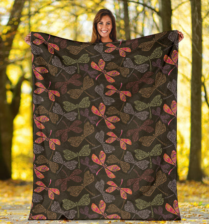 Dragonfly Pattern Print Design 02 Premium Blanket
