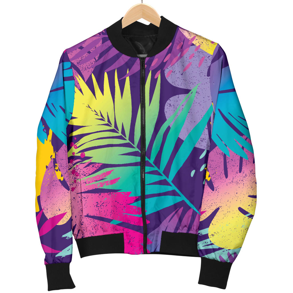 Palm Leaf Pattern Print Design A04 Men Bomber Jacket