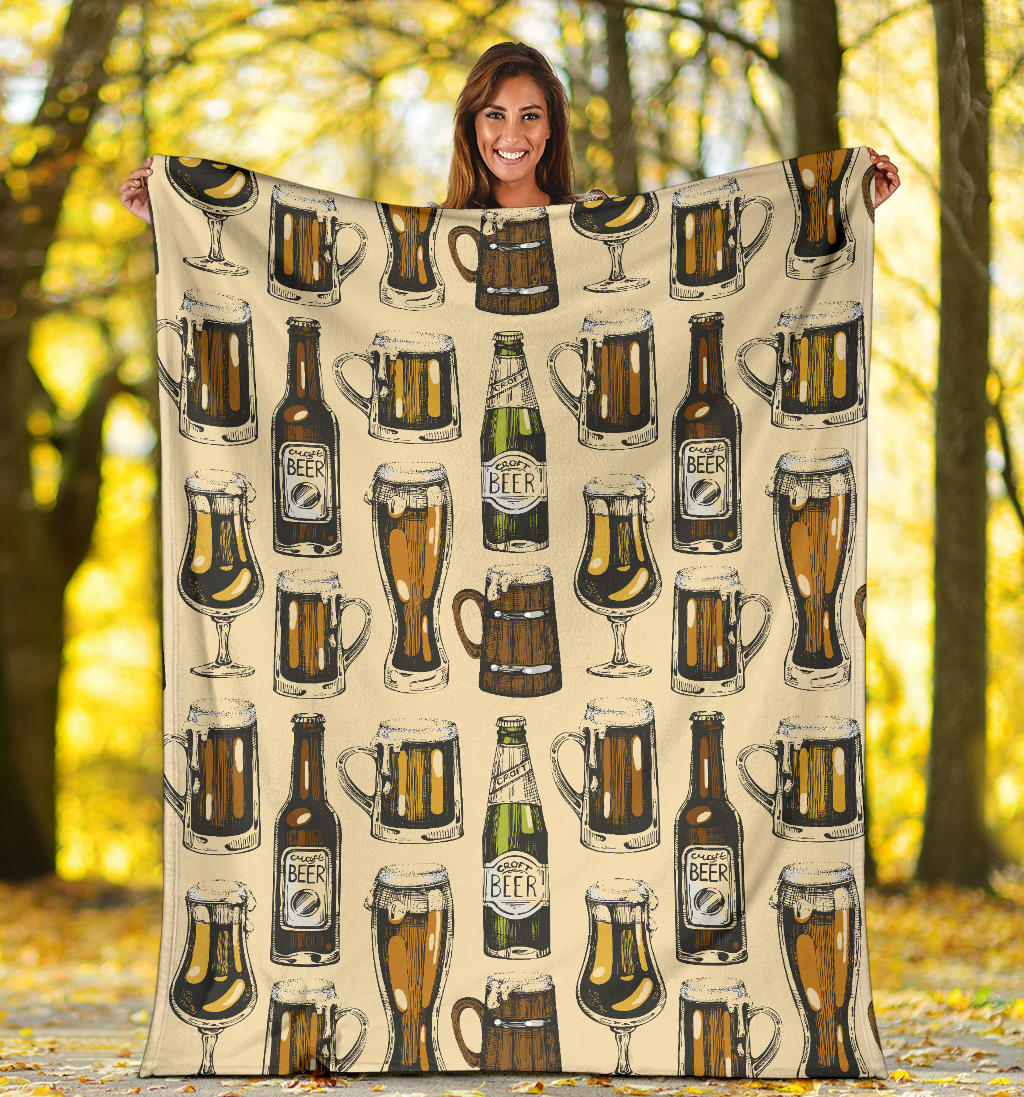 Beer Pattern Print Design 04 Premium Blanket