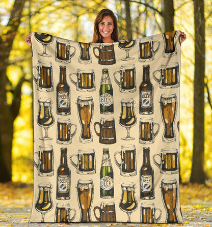 Beer Pattern Print Design 04 Premium Blanket
