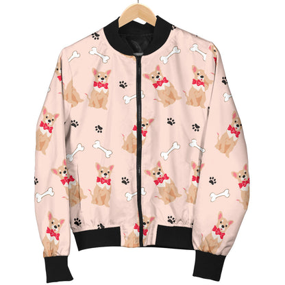 Chihuahua Pattern Print Design 04 Men Bomber Jacket