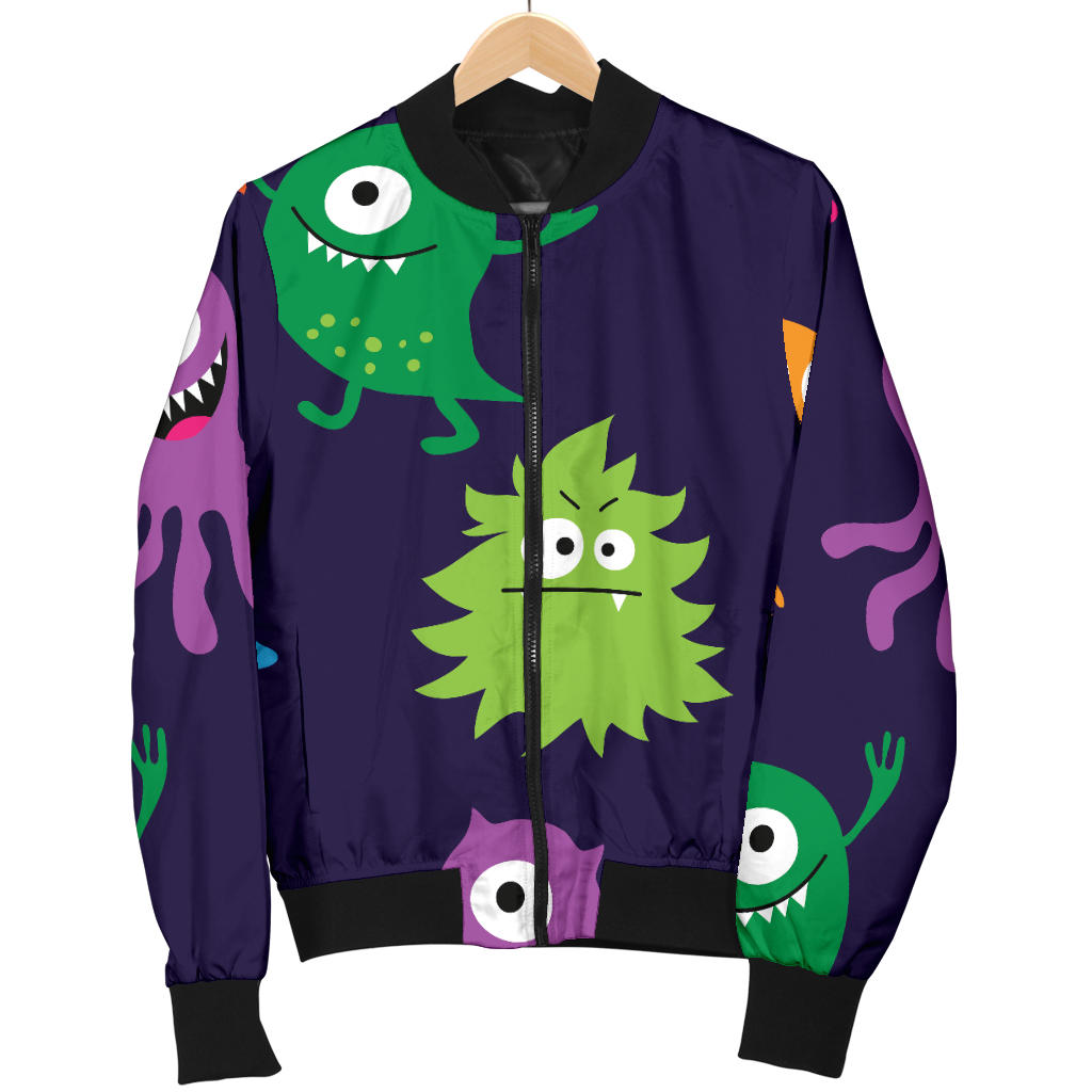 Monster Cartoon Pattern Print Design 02 Men Bomber Jacket