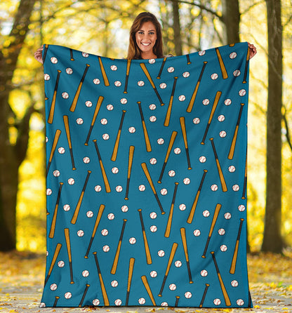 Baseball Pattern Print Design 01 Premium Blanket