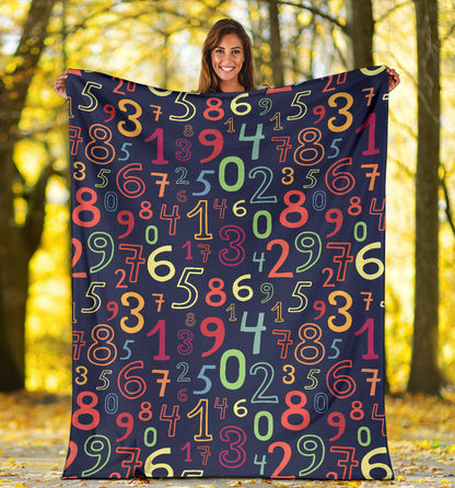Number Pattern Print Design A01 Premium Blanket