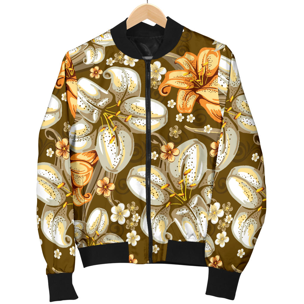 Lily Pattern Print Design 01 Men Bomber Jacket