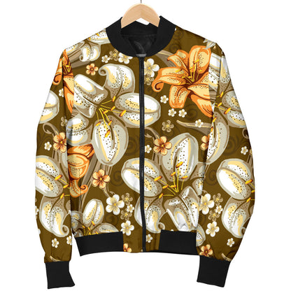 Lily Pattern Print Design 01 Men Bomber Jacket