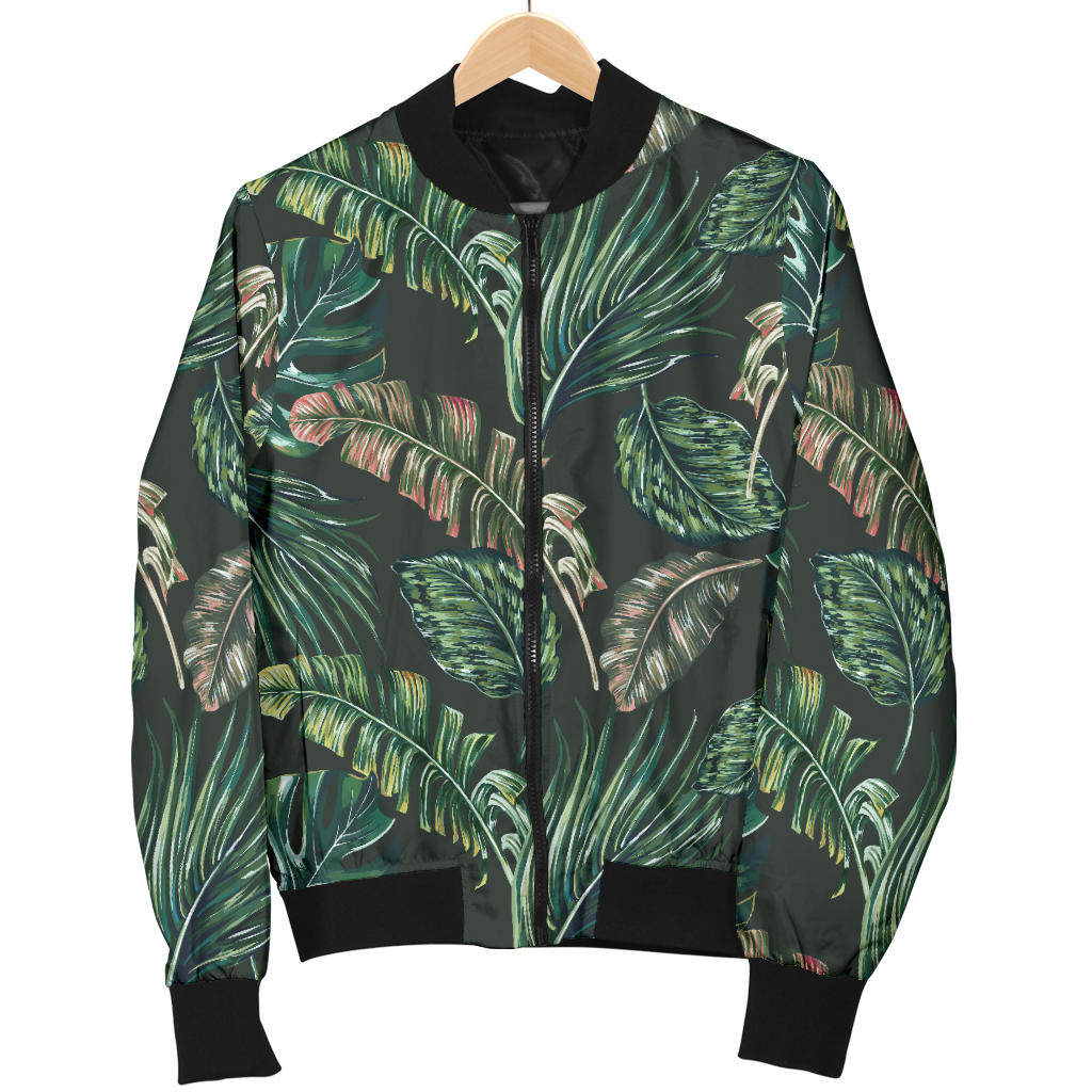 Banana Leaf Pattern Print Design 05 Men Bomber Jacket