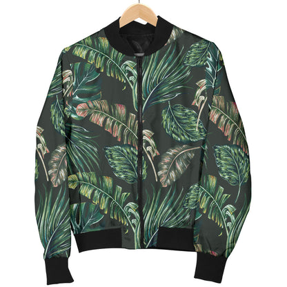 Banana Leaf Pattern Print Design 05 Men Bomber Jacket