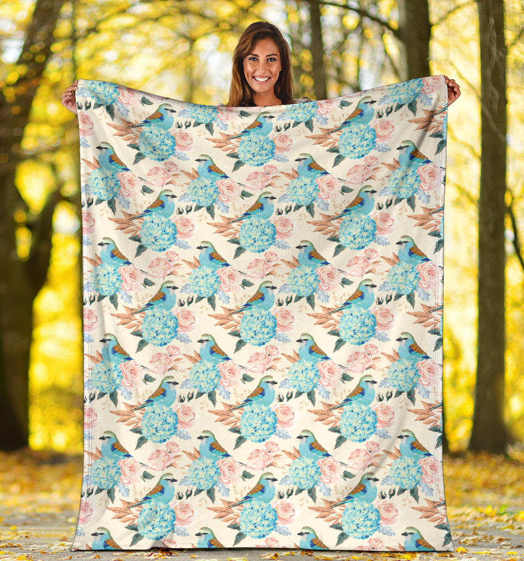 Bluebird Pattern Print Design 03 Premium Blanket